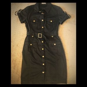 Black Calvin Klein gold bottom dress w/belt